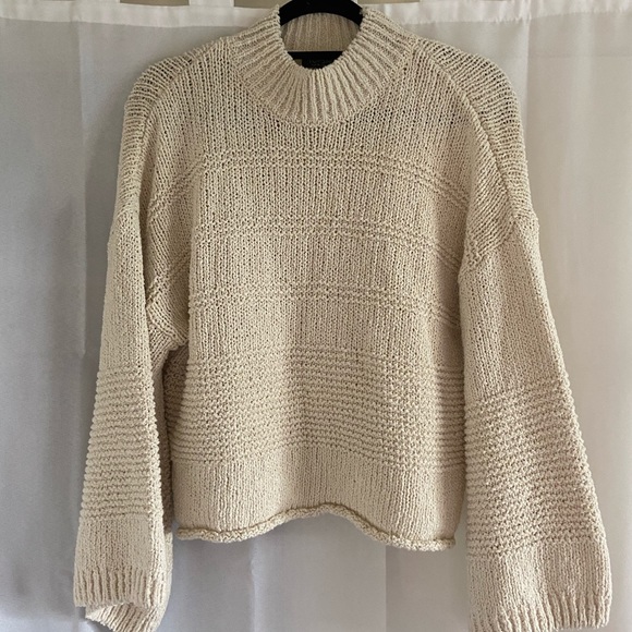 Topshop Cream Bell Sleeve Sweater 